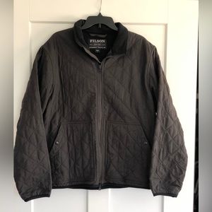FIlson Quilted waxed fleece lined jacket dark charcoal sz M
